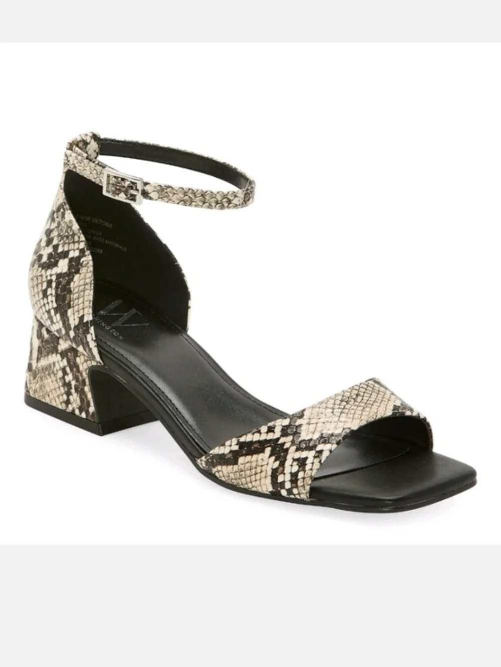 Worthington Victoria Faux Snakeskin Print Ankle Strap Block Heel Sandals 8